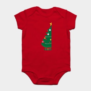 Decorated Christmas tree and Green and Red gifts Baby Bodysuit